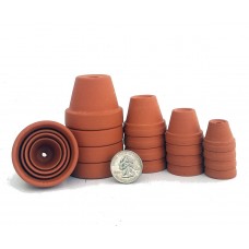 20 - Assorted Size Clay Pots - 7/8",1 1/8",1 3/8, 1 3/4" - Plants & Crafts   